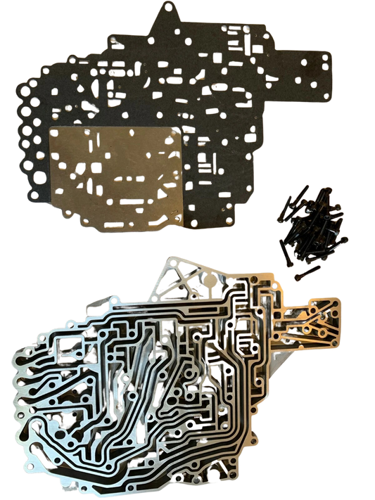 68RFE FACTORY CHANNEL PLATE, SEPARATOR PLATE WITH GASKETS, MODIFIED FOR TUNING AND BOLTS